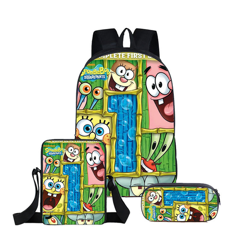 SpongeBob SquarePants Schoolbag Backpack Lunch Bag Pencil Case 3pcs Set Gift for Kids Students