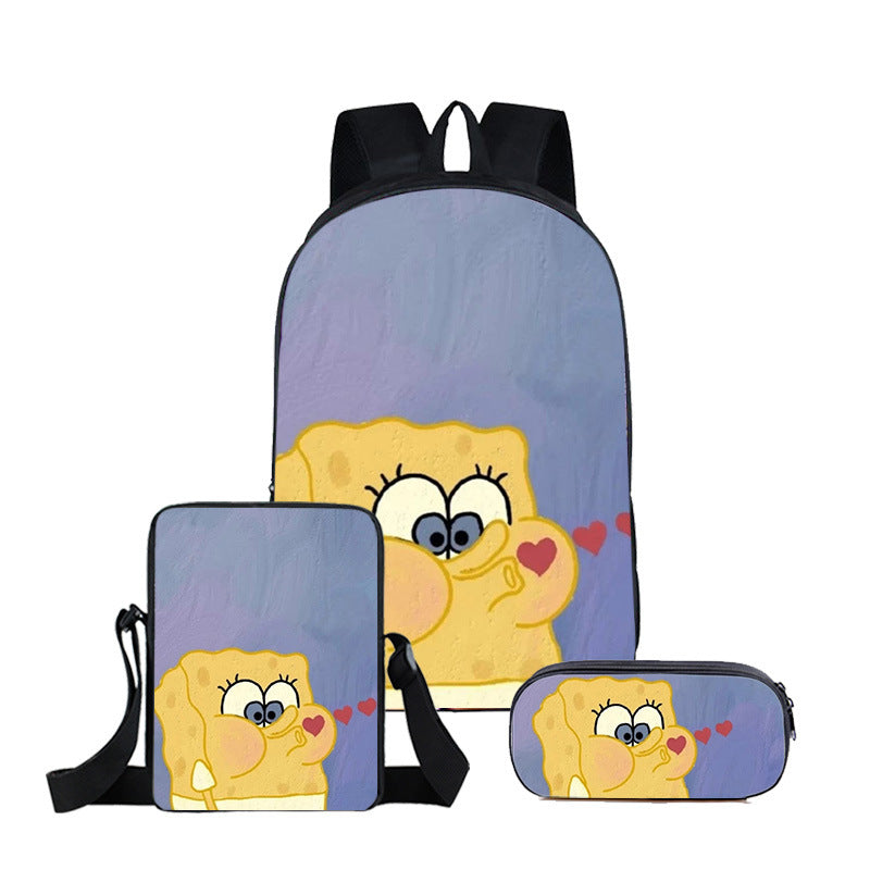 SpongeBob SquarePants Schoolbag Backpack Lunch Bag Pencil Case 3pcs Set Gift for Kids Students