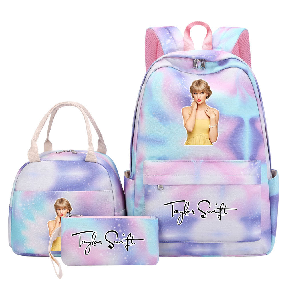 Taylor Swift Pink Starry Sky SchoolBag Backpack Lunch Box Bag Book Pencil Bags  3pcs Set