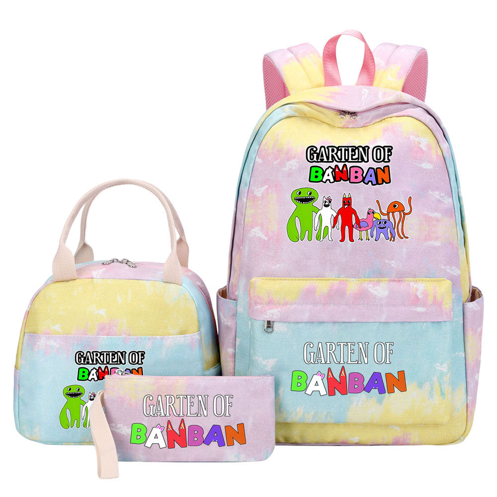 Garten of Banban Pink Starry Sky SchoolBag Backpack Lunch Box Bag Book Pencil Bags  3pcs Set