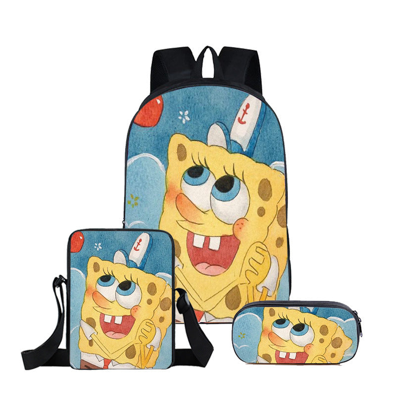 SpongeBob SquarePants Schoolbag Backpack Lunch Bag Pencil Case 3pcs Set Gift for Kids Students