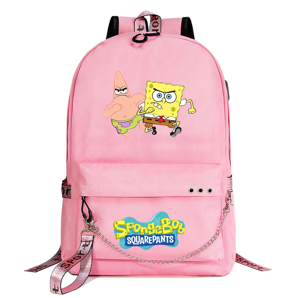 SpongeBob SquarePants  USB Charging Backpack Shoolbag Notebook Bag Gifts for Kids Students