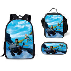 How to Train Your Dragon Schoolbag Backpack Lunch Bag Pencil Case Set Gift for Kids Students