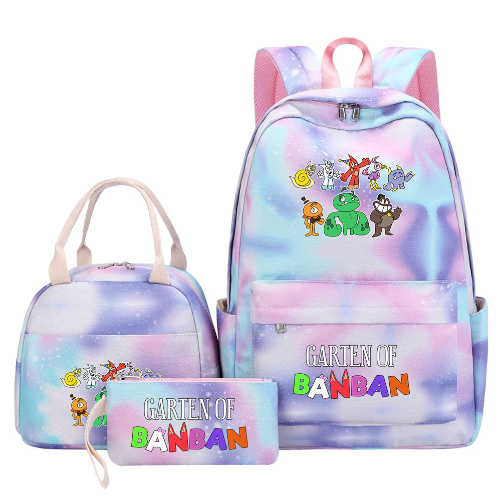 Garten of Banban Pink Starry Sky SchoolBag Backpack Lunch Box Bag Book Pencil Bags  3pcs Set