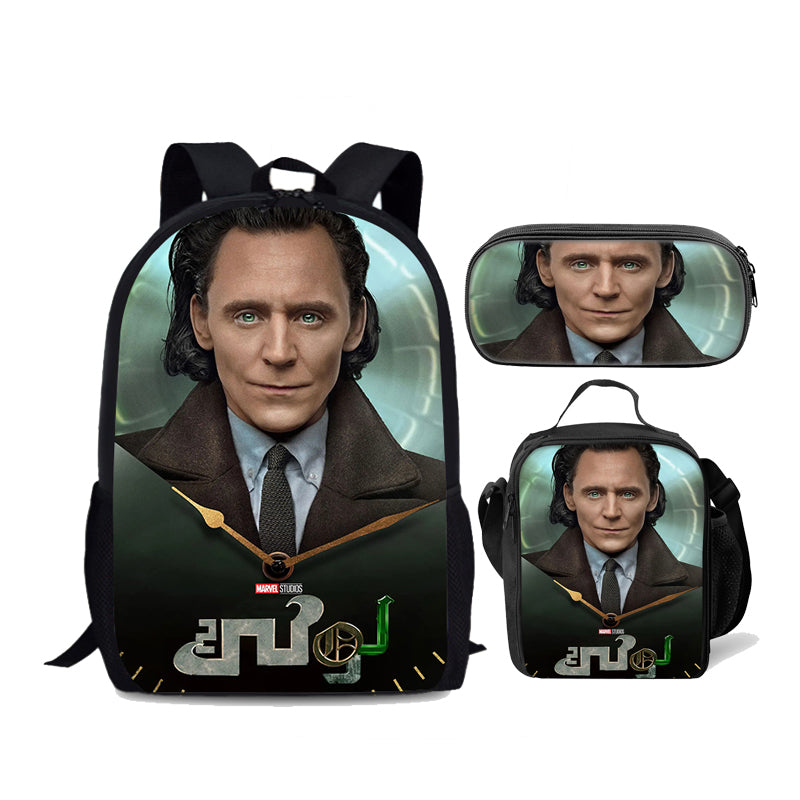 Loki Superhero Schoolbag Backpack Lunch Bag Pencil Case 3pcs Set Gift for Kids Students