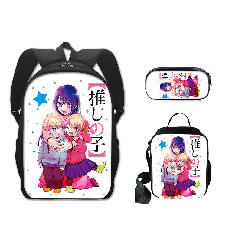 Oshi no Ko Schoolbag Backpack Lunch Bag Pencil Case 3pcs Set Gift for Kids Students
