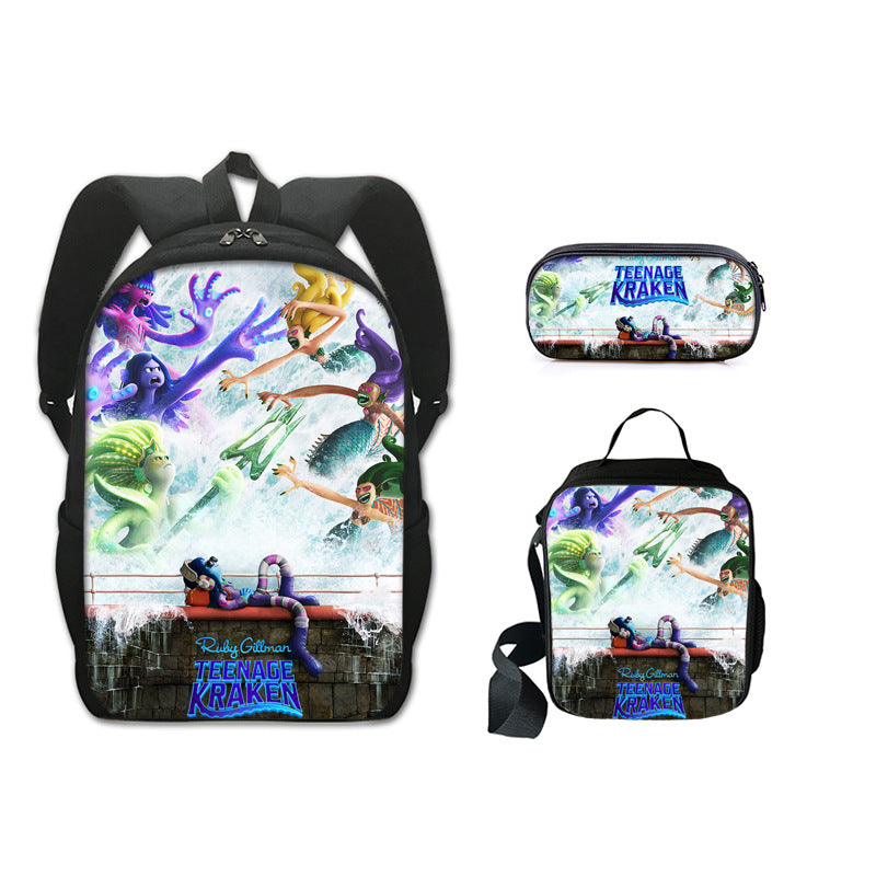 Ruby GillmanTeenage Kraken Schoolbag Backpack Lunch Bag Pencil Case 3pcs Set Gift for Kids Students