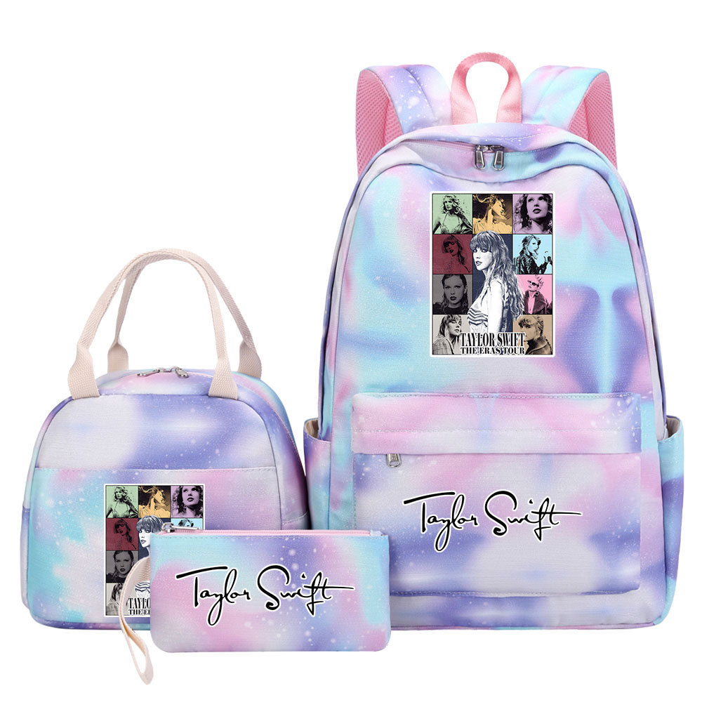 Taylor Swift Pink Starry Sky SchoolBag Backpack Lunch Box Bag Book Pencil Bags  3pcs Set