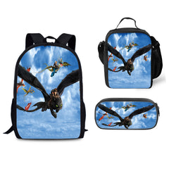 How to Train Your Dragon Schoolbag Backpack Lunch Bag Pencil Case Set Gift for Kids Students