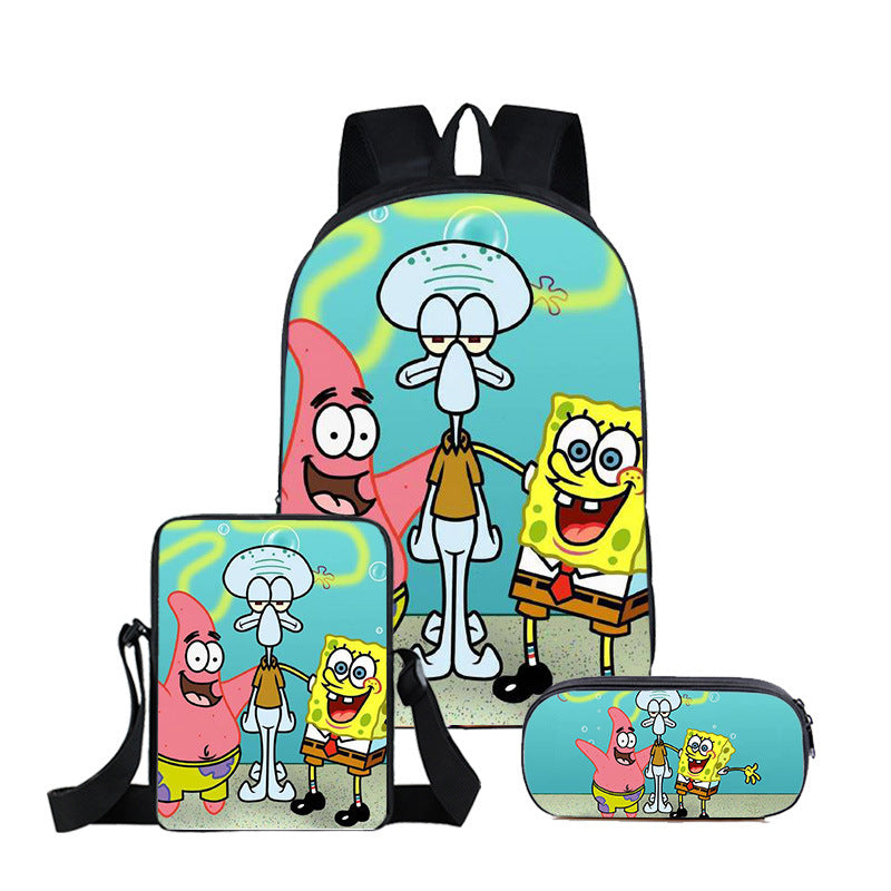 SpongeBob SquarePants Schoolbag Backpack Lunch Bag Pencil Case 3pcs Set Gift for Kids Students