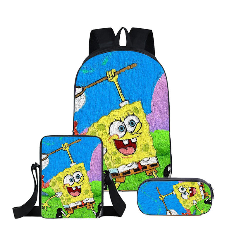 SpongeBob SquarePants Schoolbag Backpack Lunch Bag Pencil Case 3pcs Set Gift for Kids Students