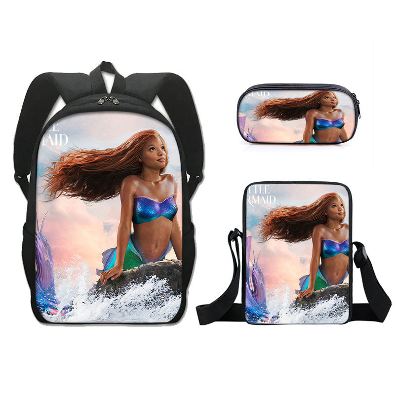 The Little Mermaid  Schoolbag Backpack Lunch Bag Pencil Case 3pcs Set Gift for Kids Students