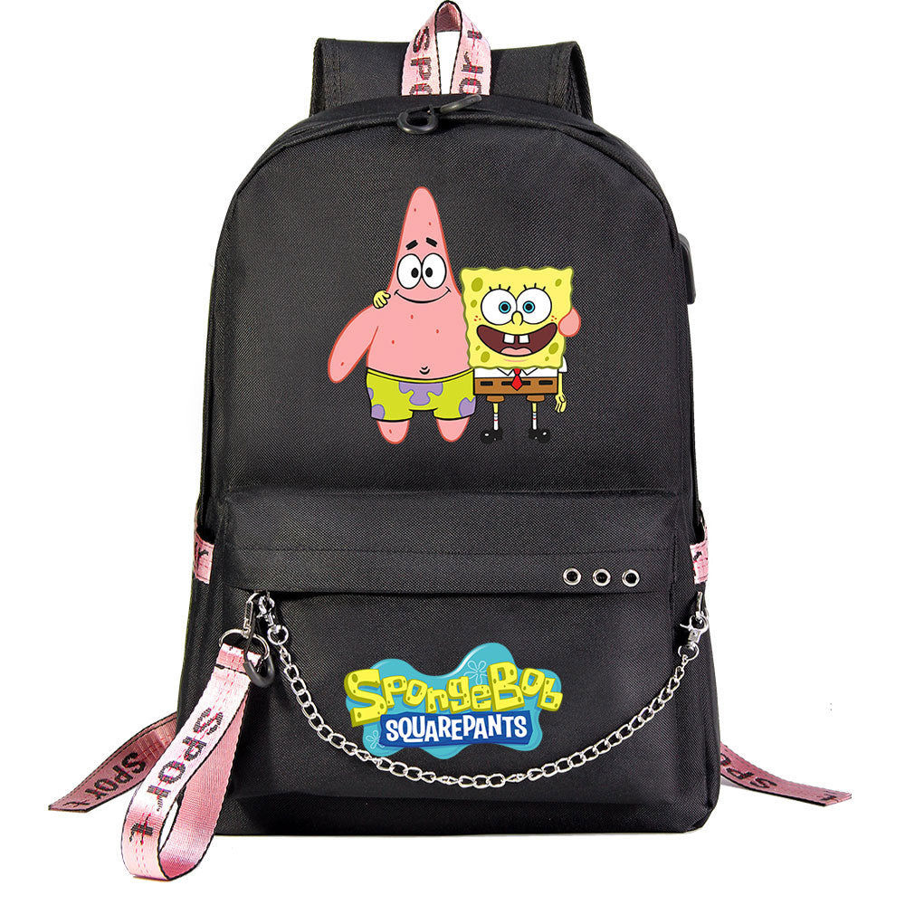 SpongeBob SquarePants  USB Charging Backpack Shoolbag Notebook Bag Gifts for Kids Students