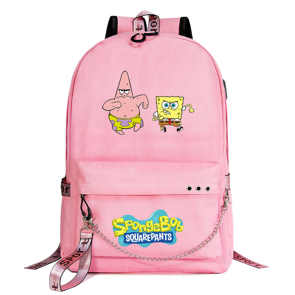 SpongeBob SquarePants  USB Charging Backpack Shoolbag Notebook Bag Gifts for Kids Students