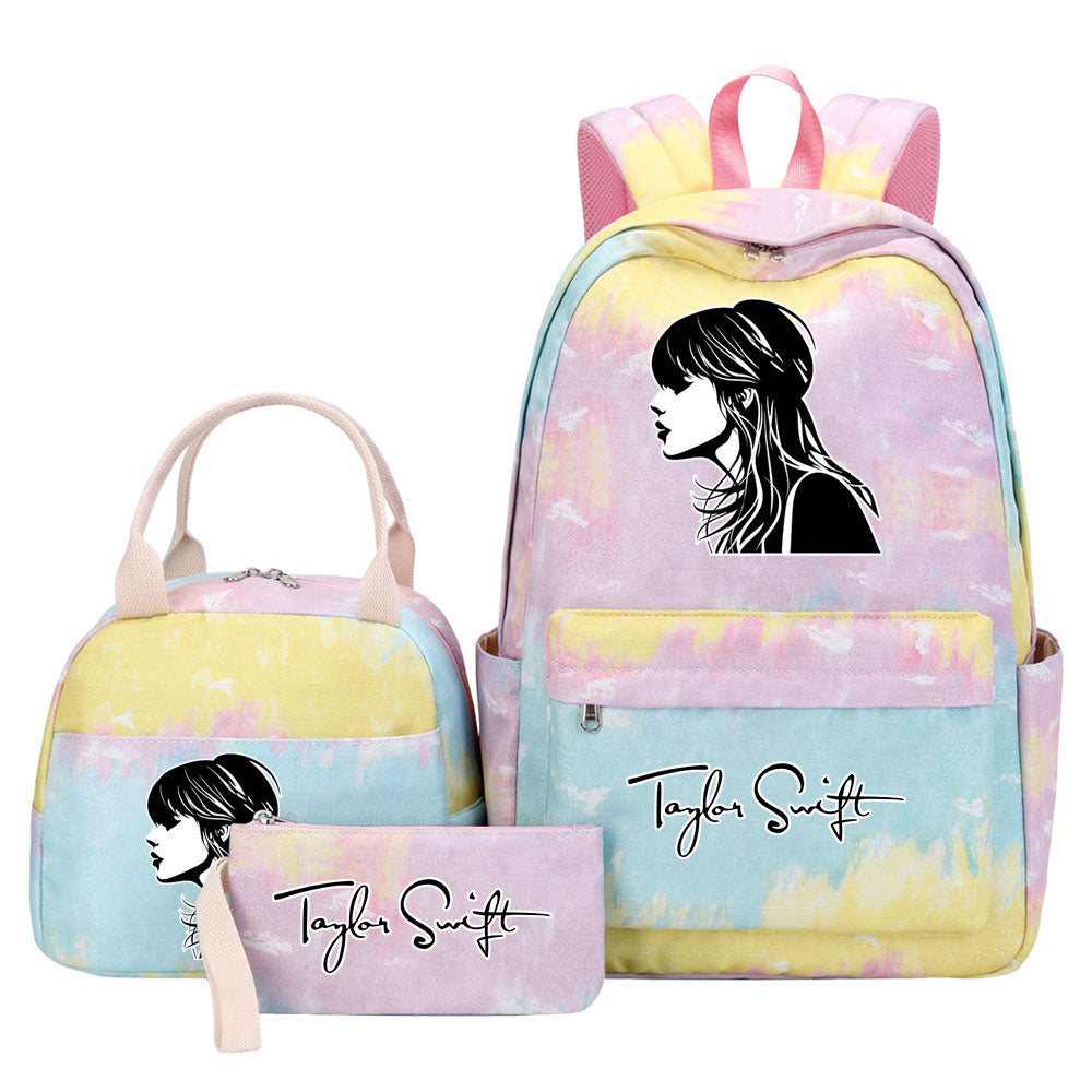 Taylor Swift Pink Starry Sky SchoolBag Backpack Lunch Box Bag Book Pencil Bags  3pcs Set