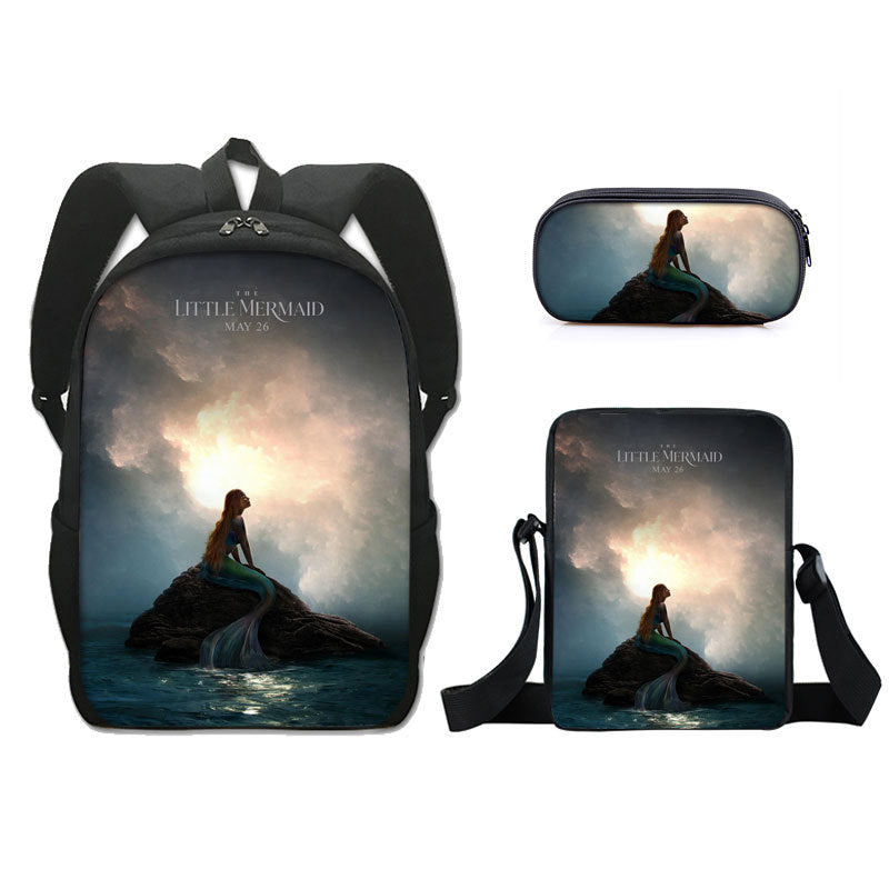 The Little Mermaid  Schoolbag Backpack Lunch Bag Pencil Case 3pcs Set Gift for Kids Students