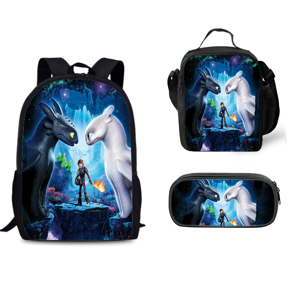 How to Train Your Dragon Schoolbag Backpack Lunch Bag Pencil Case Set Gift for Kids Students