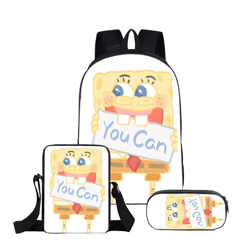 SpongeBob SquarePants Schoolbag Backpack Lunch Bag Pencil Case 3pcs Set Gift for Kids Students