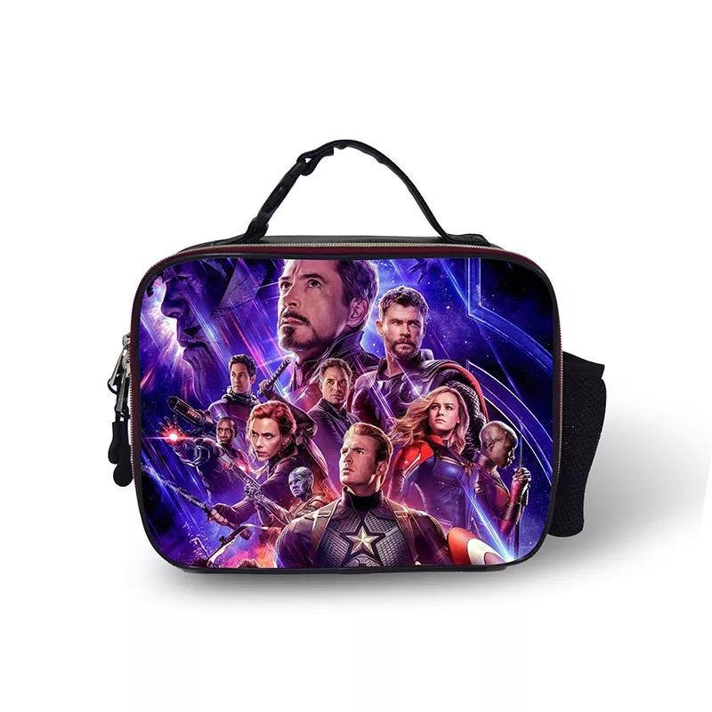 Avengers Endgame Iron Man PU Leather Portable Lunch Box School Tote Storage Picnic Bag