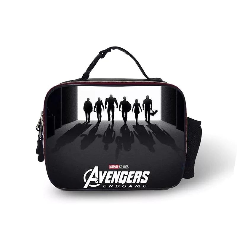 Avengers Endgame Iron Man PU Leather Portable Lunch Box School Tote Storage Picnic Bag