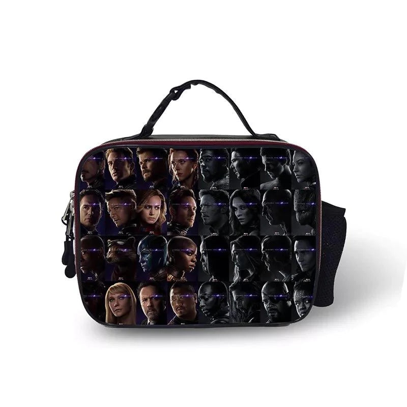 Avengers Endgame Iron Man PU Leather Portable Lunch Box School Tote Storage Picnic Bag