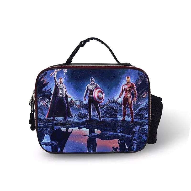 Avengers Endgame Iron Man PU Leather Portable Lunch Box School Tote Storage Picnic Bag