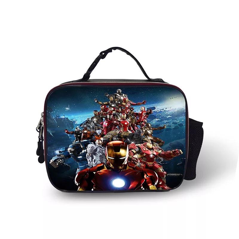 Avengers Endgame Iron Man PU Leather Portable Lunch Box School Tote Storage Picnic Bag