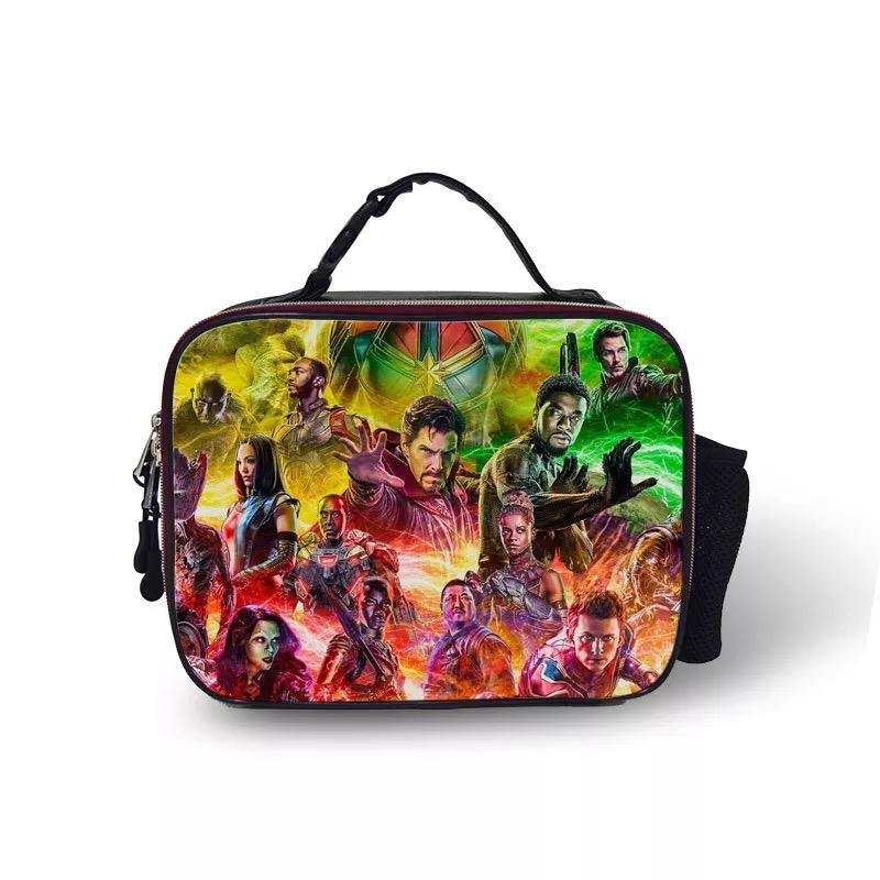 Avengers Endgame Iron Man PU Leather Portable Lunch Box School Tote Storage Picnic Bag