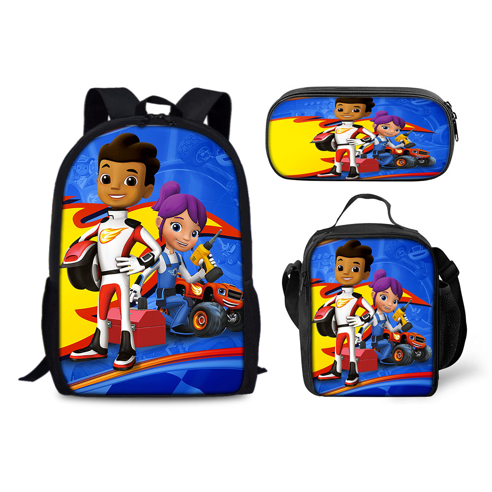 Blaze and the Monster Machines Schoolbag Backpack Lunch Bag Pencil Case 3pcs Set Gift for Kids Students