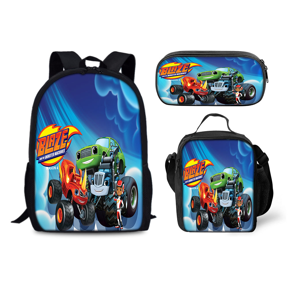 Blaze and the Monster Machines Schoolbag Backpack Lunch Bag Pencil Case 3pcs Set Gift for Kids Students