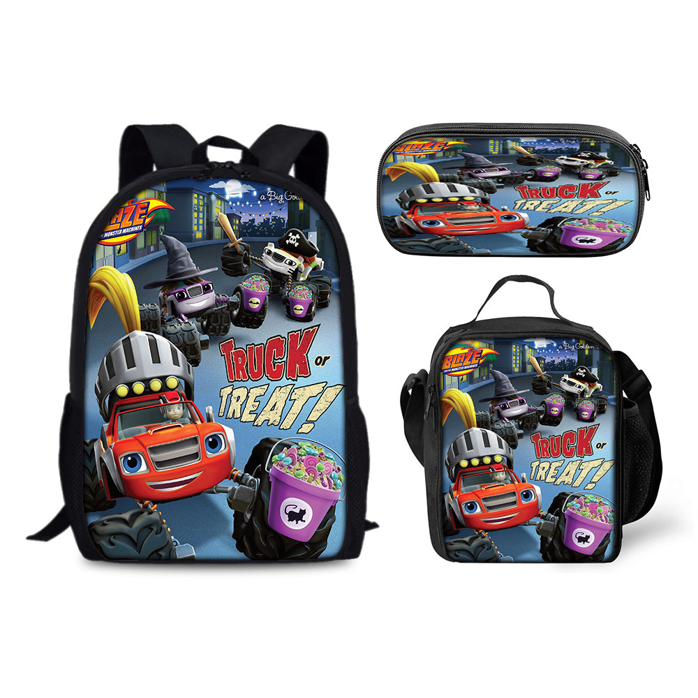 Blaze and the Monster Machines Schoolbag Backpack Lunch Bag Pencil Case 3pcs Set Gift for Kids Students