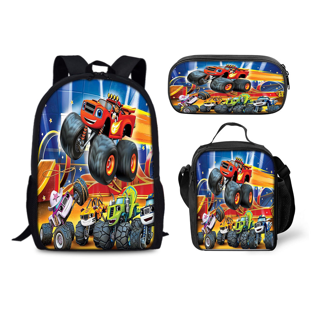 Blaze and the Monster Machines Schoolbag Backpack Lunch Bag Pencil Case 3pcs Set Gift for Kids Students