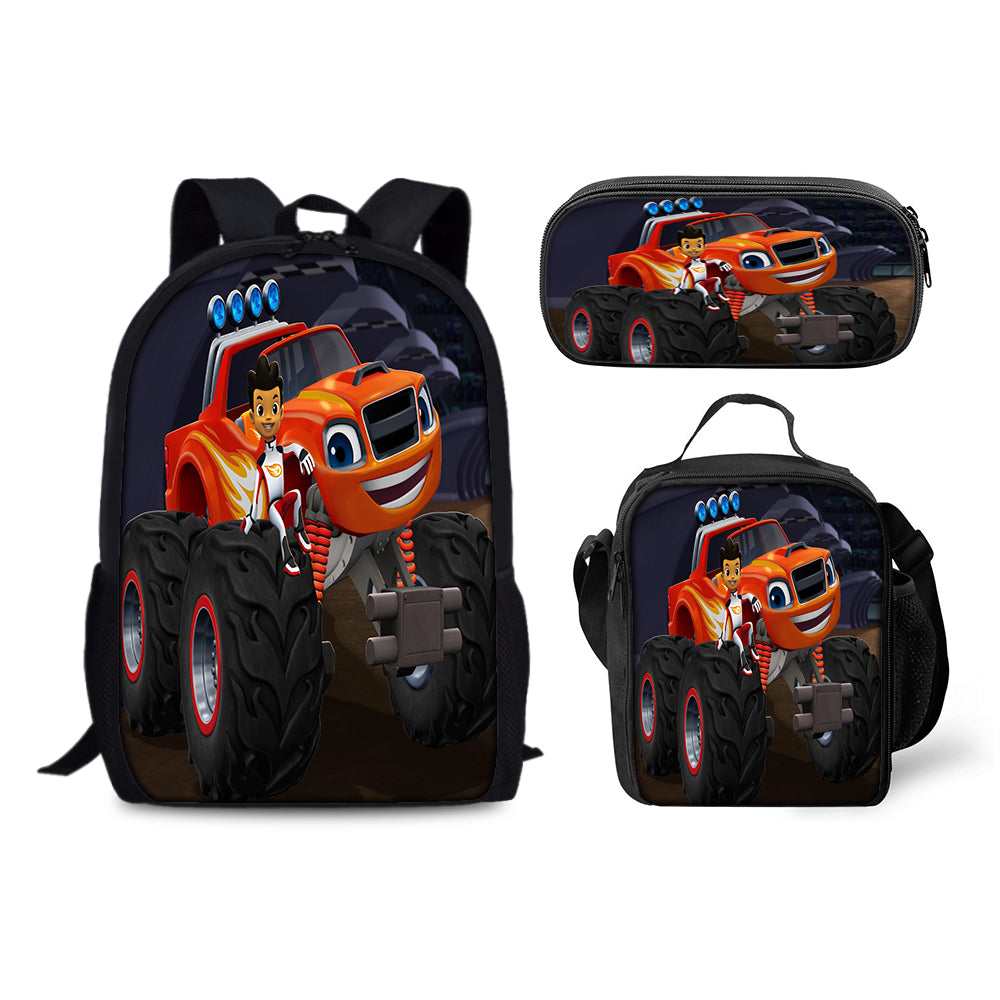 Blaze and the Monster Machines Schoolbag Backpack Lunch Bag Pencil Case 3pcs Set Gift for Kids Students