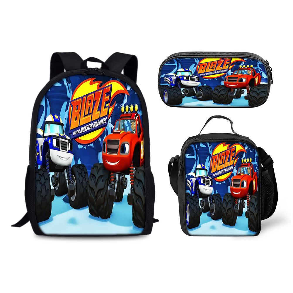 Blaze and the Monster Machines Schoolbag Backpack Lunch Bag Pencil Case 3pcs Set Gift for Kids Students