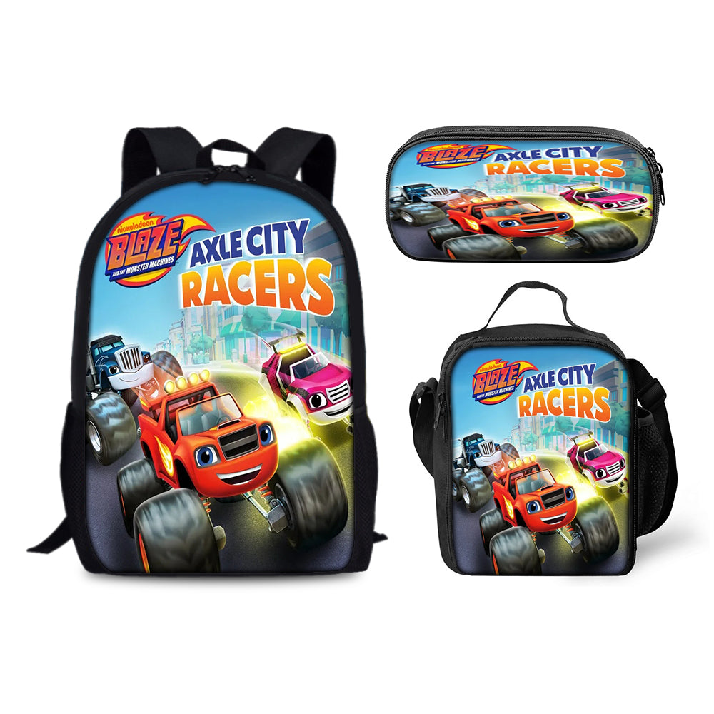 Blaze and the Monster Machines Schoolbag Backpack Lunch Bag Pencil Case 3pcs Set Gift for Kids Students