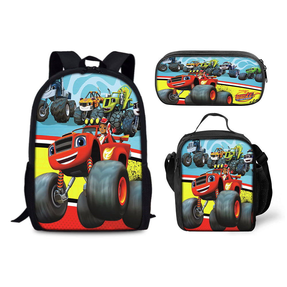 Blaze and the Monster Machines Schoolbag Backpack Lunch Bag Pencil Case 3pcs Set Gift for Kids Students