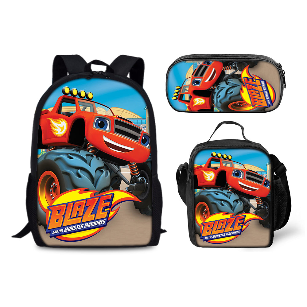 Blaze and the Monster Machines Schoolbag Backpack Lunch Bag Pencil Case 3pcs Set Gift for Kids Students