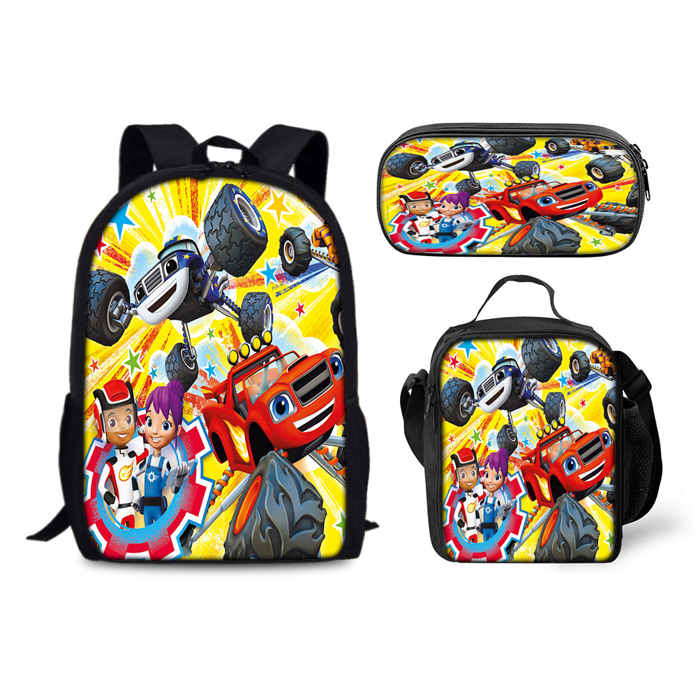 Blaze and the Monster Machines Schoolbag Backpack Lunch Bag Pencil Case 3pcs Set Gift for Kids Students