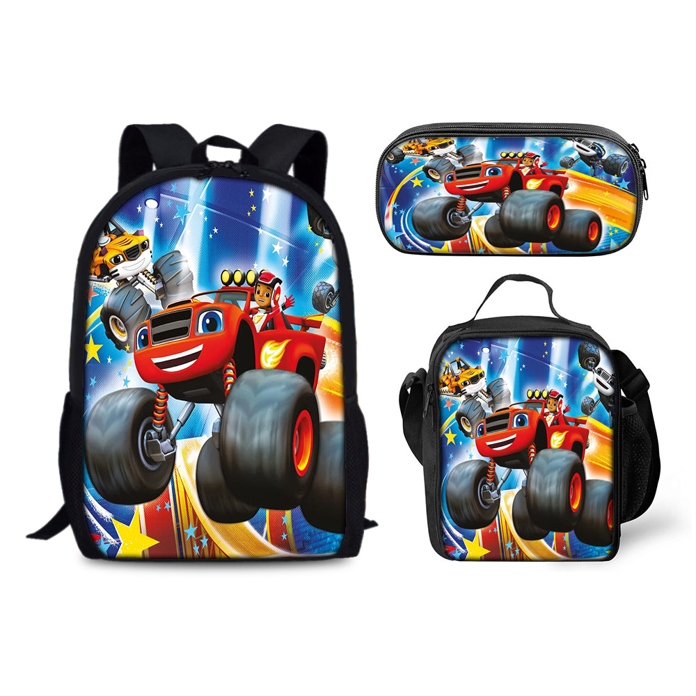 Blaze and the Monster Machines Schoolbag Backpack Lunch Bag Pencil Case 3pcs Set Gift for Kids Students