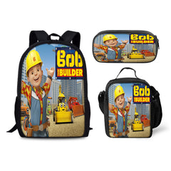 Bob the Builder Schoolbag Backpack Lunch Bag Pencil Case 3pcs Set Gift for Kids Students