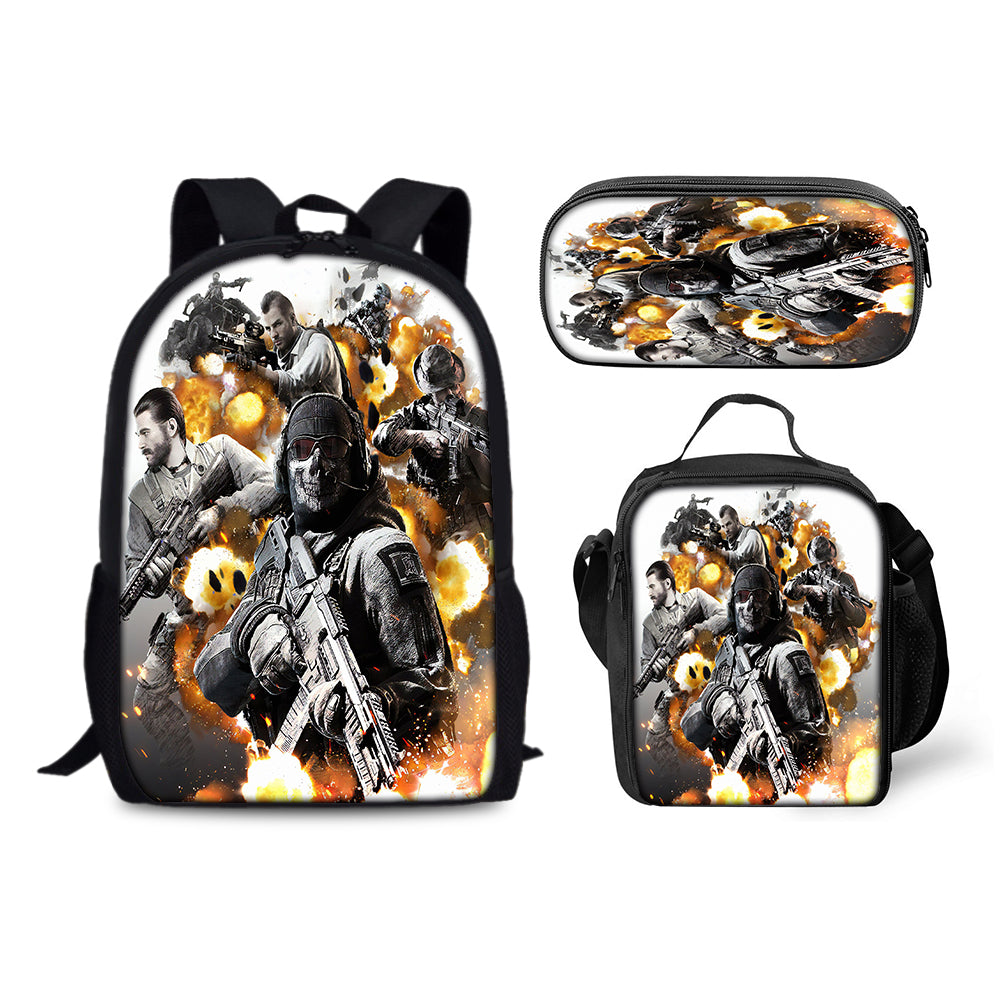 Call of Duty Schoolbag Backpack Lunch Bag Pencil Case 3pcs Set Gift for Kids Students