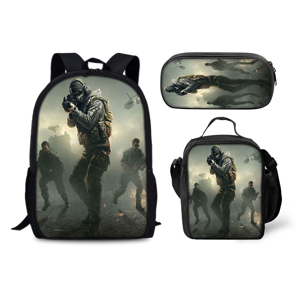 Call of Duty Schoolbag Backpack Lunch Bag Pencil Case 3pcs Set Gift for Kids Students