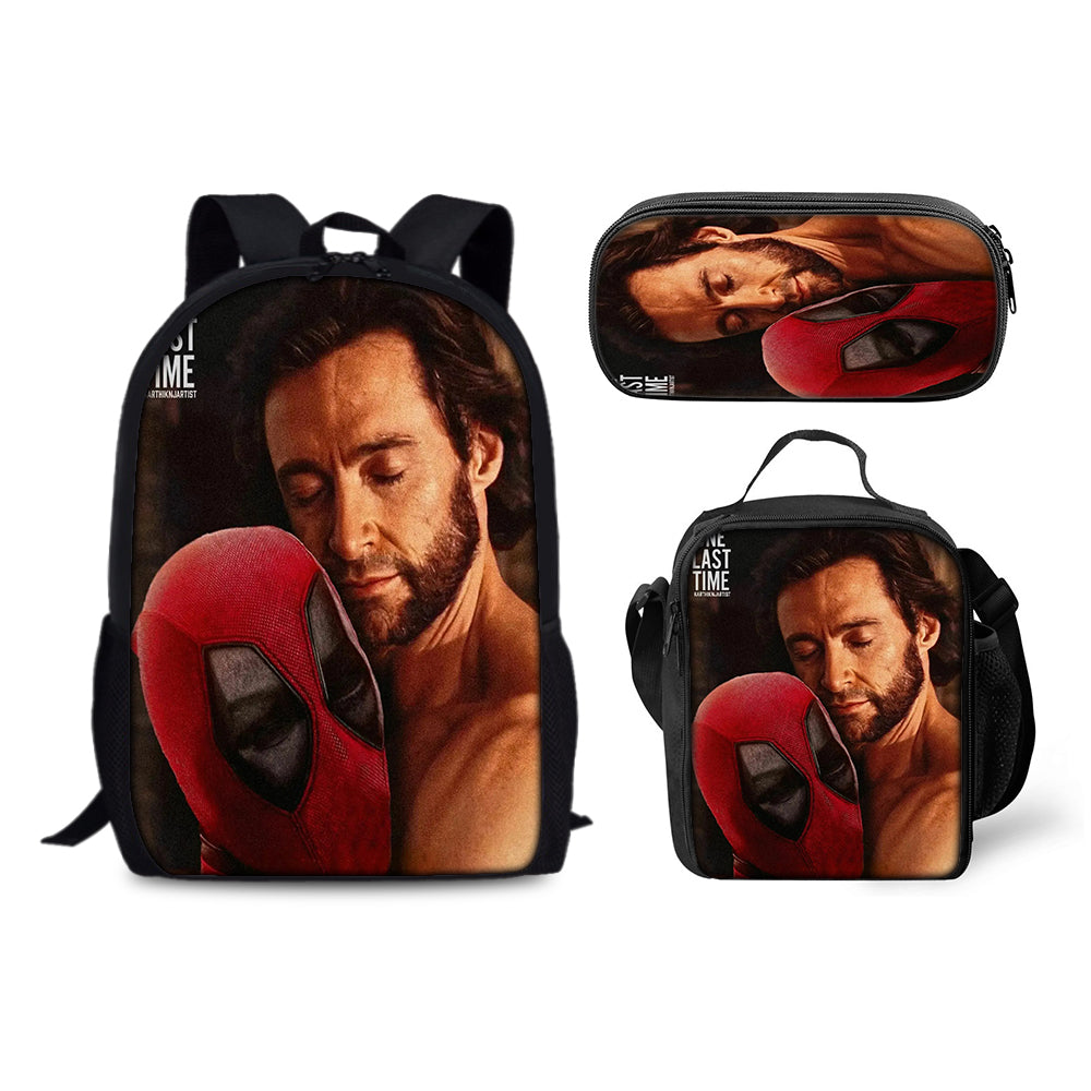 Deadpool and Wolverine Schoolbag Backpack Lunch Bag Pencil Case 3pcs Set Gift for Kids Students