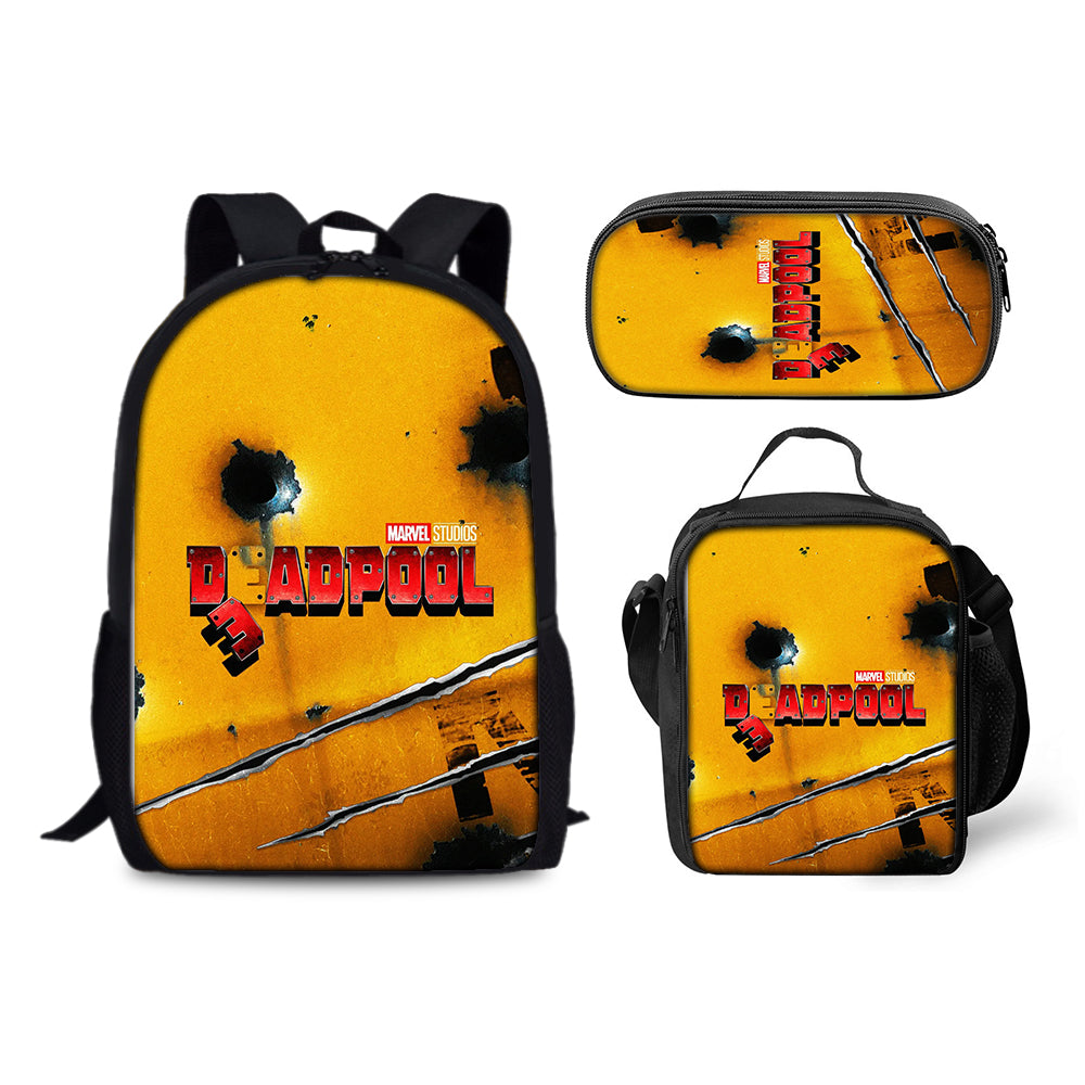 Deadpool and Wolverine Schoolbag Backpack Lunch Bag Pencil Case 3pcs Set Gift for Kids Students