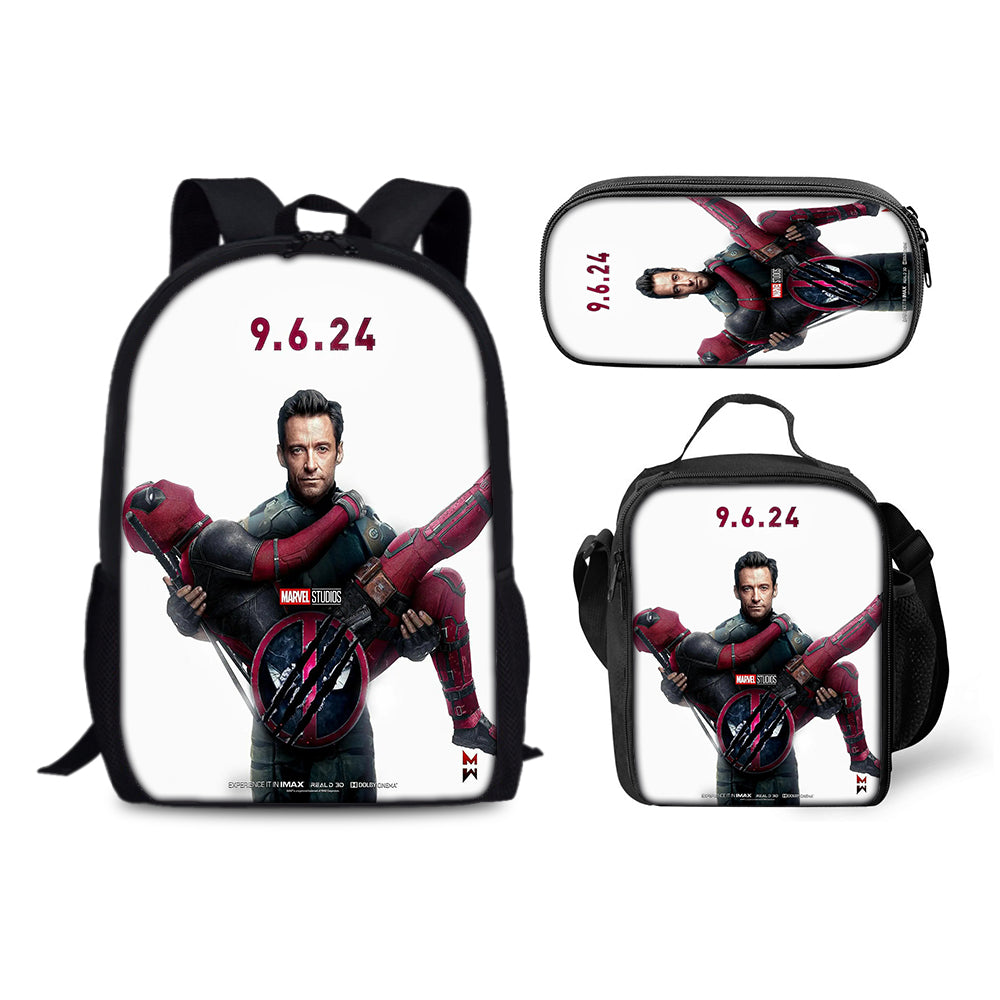 Deadpool and Wolverine Schoolbag Backpack Lunch Bag Pencil Case 3pcs Set Gift for Kids Students