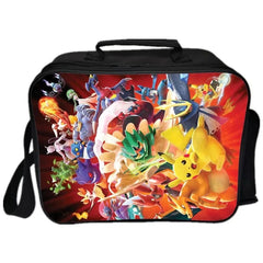 Detective Pokemon Go Pikachu  PU Leather Portable Lunch Box School Tote Storage Picnic Bag