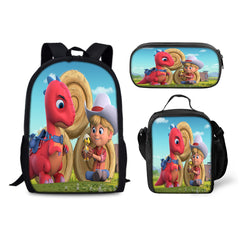 Dino Ranch Schoolbag Backpack Lunch Bag Pencil Case 3pcs Set Gift for Kids Students