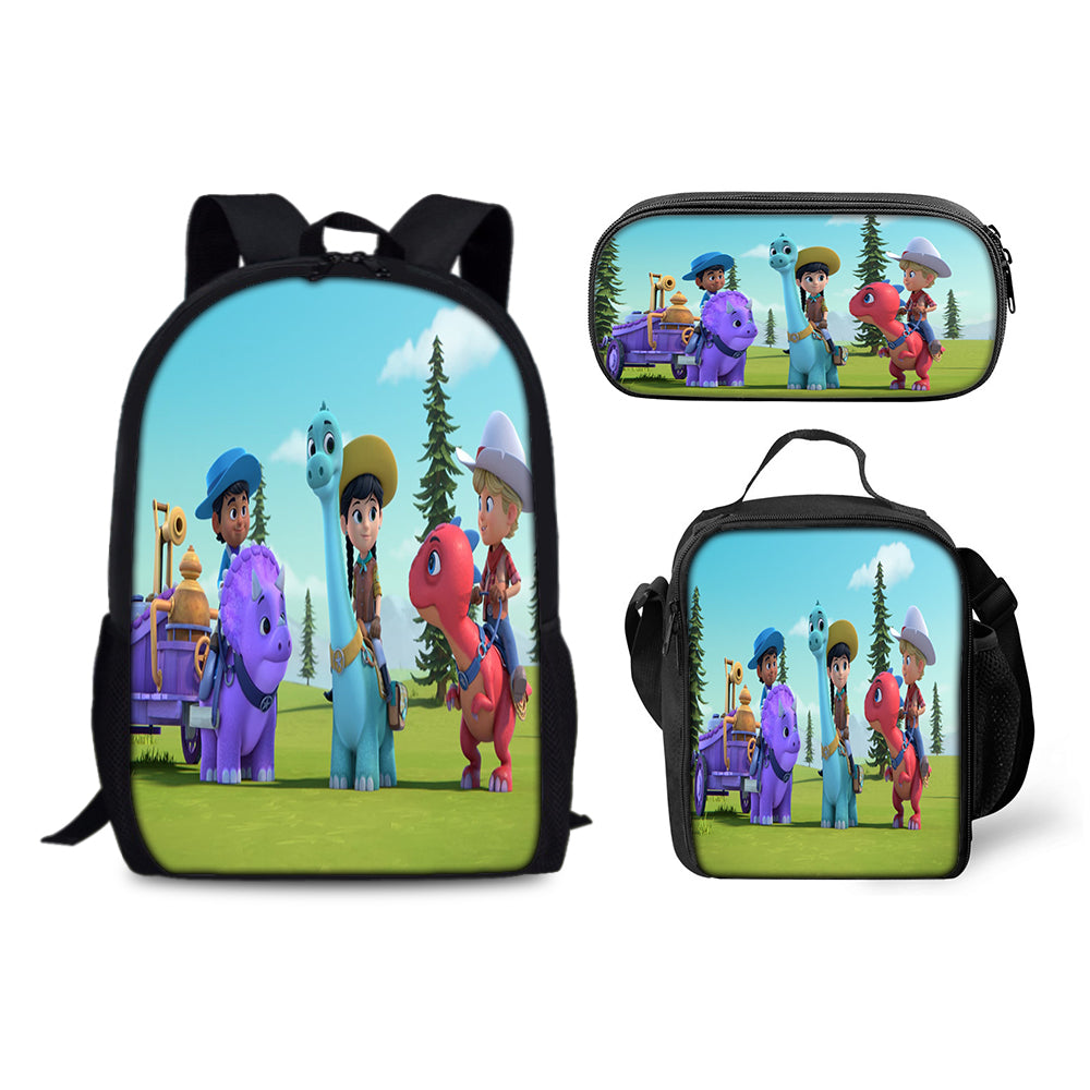 Dino Ranch Schoolbag Backpack Lunch Bag Pencil Case 3pcs Set Gift for Kids Students