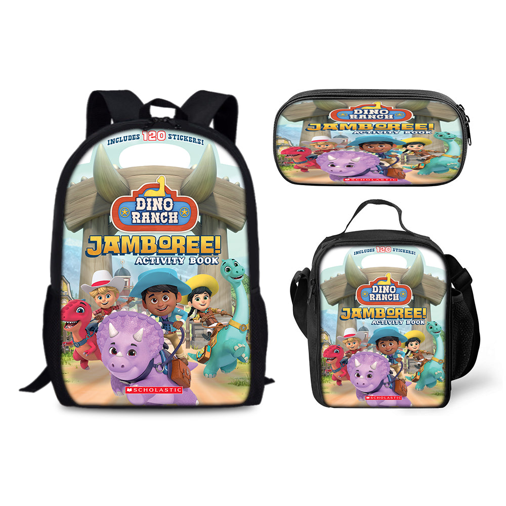 Dino Ranch Schoolbag Backpack Lunch Bag Pencil Case 3pcs Set Gift for Kids Students