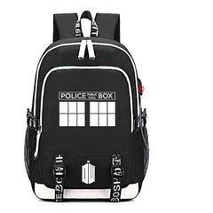 Doctor Who USB Charging Backpack School Note Book Laptop Travel Bags Luminous